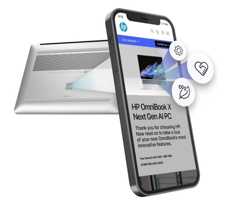 O singură scanare a codului QR unic, de pe fiecare nou PC HP, conectează clienții la Digital Passport