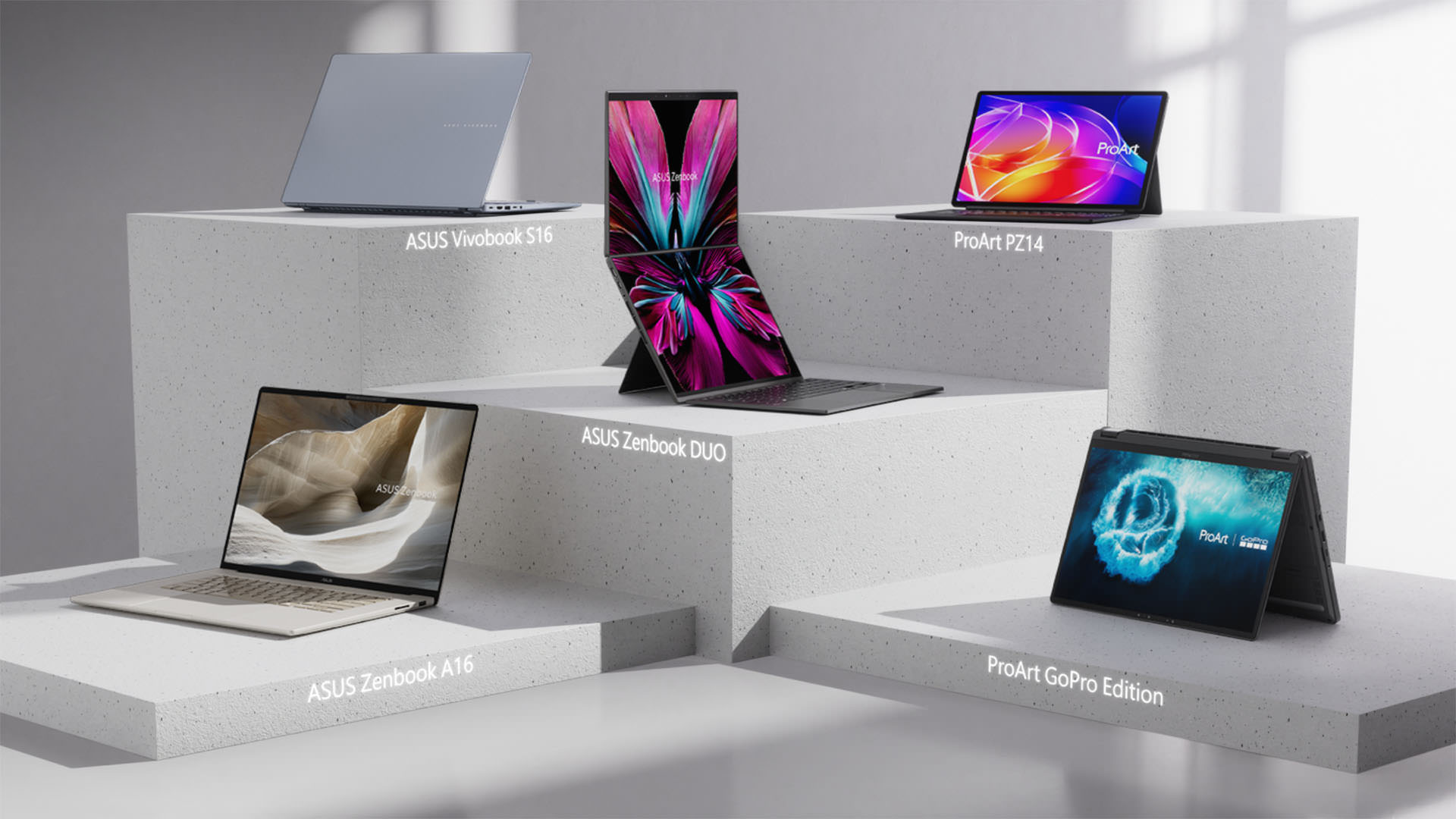 ASUS Zenbook DUO cu două ecrane și ProArt GoPro Edition, în ediție limitată, conduc gama ASUS AI PC prezentată la CES 2026