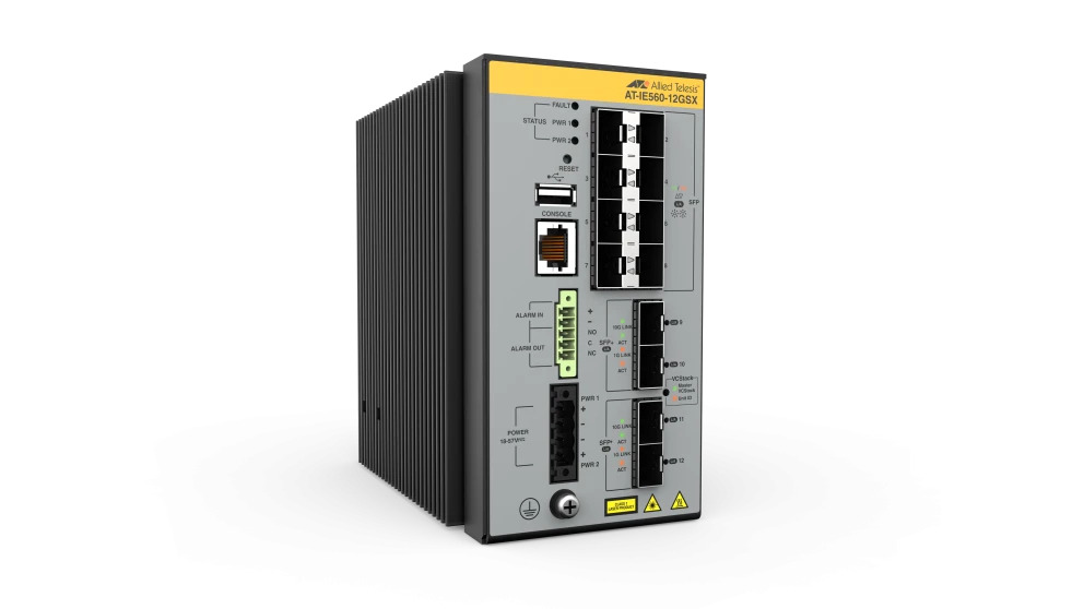Allied Telesis: IE560-12GSX – Switch-ul industrial Layer 3 stivuibil pentru rețele critice