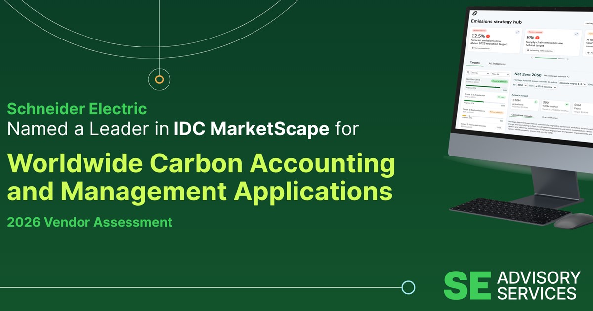 Schneider Electric – lider în evaluarea furnizorilor globali de aplicații pentru contabilizarea și managementul emisiilor de carbon 2026