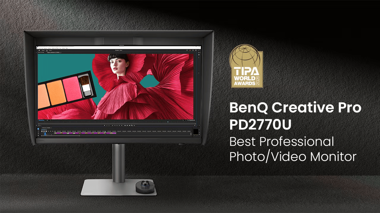 BenQ PD2770U câștigă premiul TIPA World Award 2026 pentru cel mai bun monitor profesional foto-video