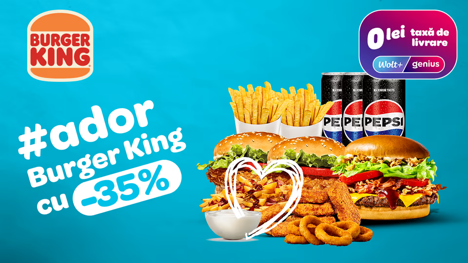 Parteneriatul Wolt – Burger King aduce noi combo-uri exclusive în aplicație