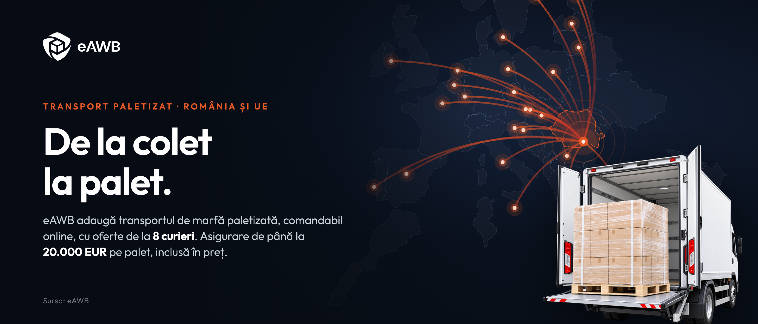 Premieră în piața de curierat: eAWB, prima platformă online care oferă servicii complet digitalizate de transport paletizat pe teritoriul UE, cu asigurare de până la 20.000 EUR / palet inclusă